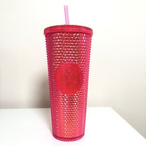 NEW 2021 Starbucks 24 oz Studded Tumbler Neon Barbie Pink